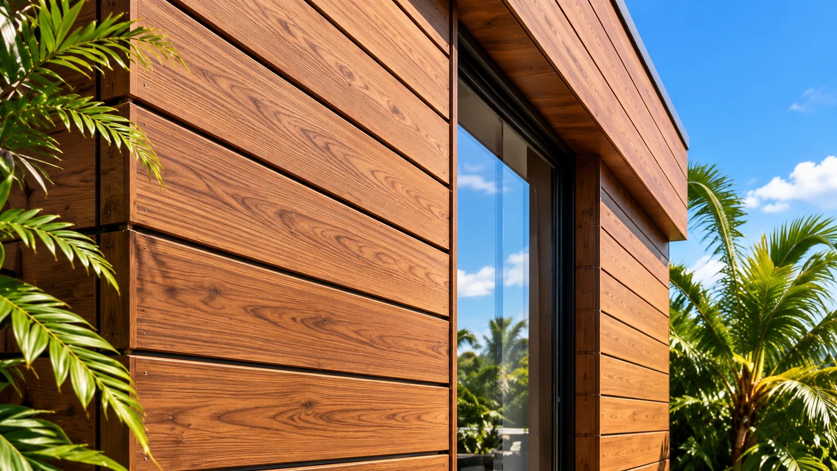 Vue d’inspiration d’une façade avec bardage horizontal d’aspect bois